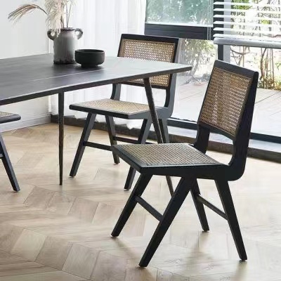 Wholesale Commercial furniture Beech wood Natural color Cross back chairs Indoor furniture with rattan seat