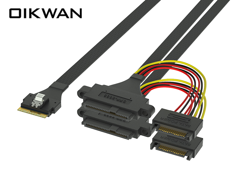 Slimsas SFF-8654 8i a 2SFF-8639+15pin cable de alimentación SATA