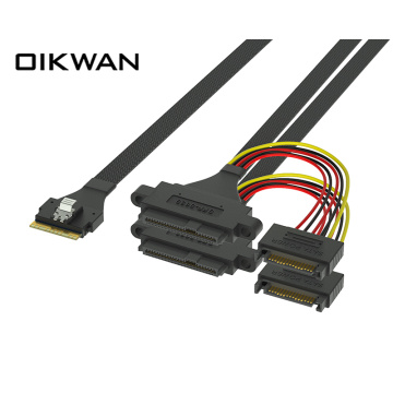 Slimsas SFF-8654 da 8i a 2SFF-8639+15pin Cavo di alimentazione SATA