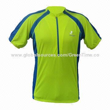 Men's Cycling Jersey, 100% Polyester with Reflective Printing on Chest and Back Pocket Silicone Tape