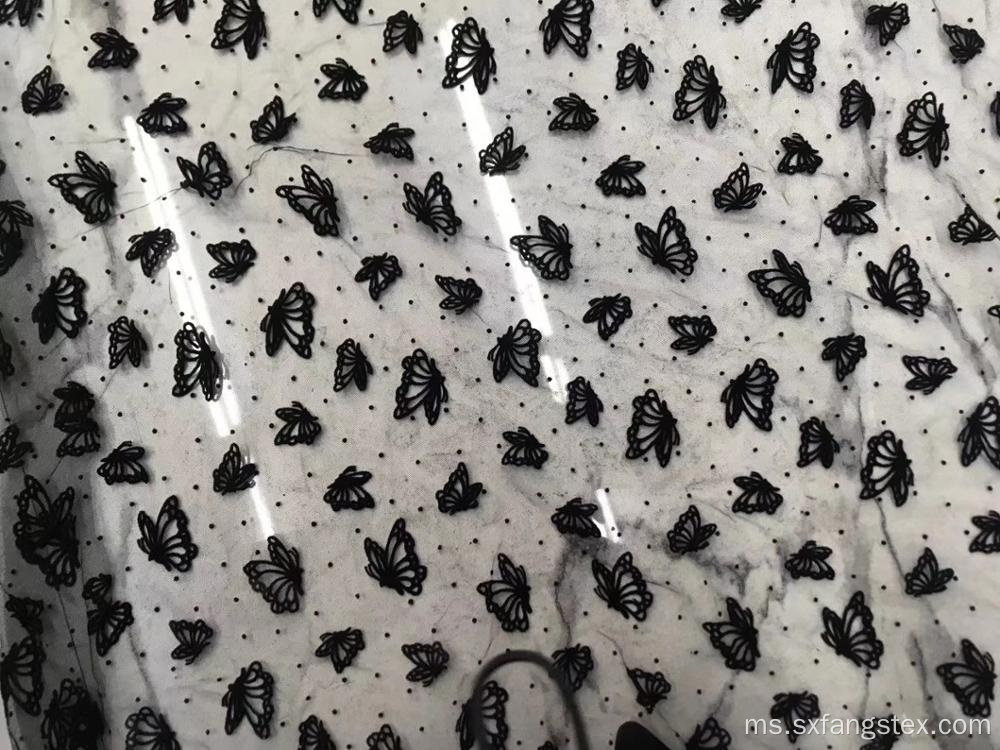 100% Polyester Flocking Flocked Woven Voile Abaya Fabric
