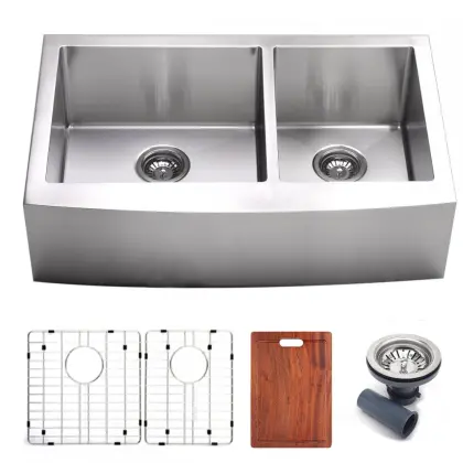 Stainless Steel Double Bowl Apron Handmade Kitchen Sink