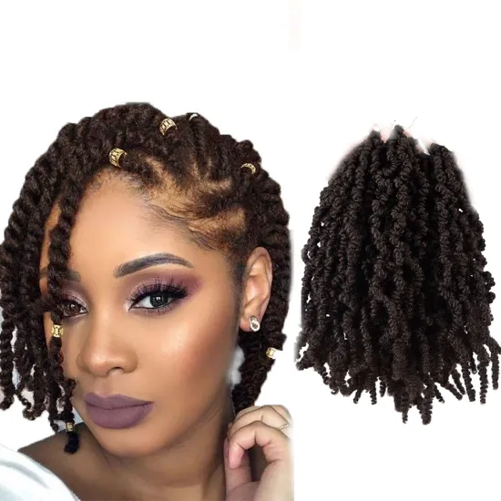 High Quality Silky 10inch Pre twisted Spring Braids Fluffy Short Curly Passion Twist Crochet Braiding Synthetic Hair Extensions