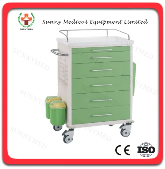 SY-R057 Medical steel and plastic with scagliola surface Luxury Anaesthetic Cart