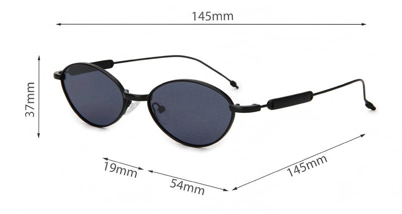 Mellume Vintage Oval Metal Polarized Sunglasses ME2120-size