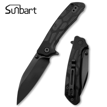 D2AUS-8スチールブレードG10ハンドル付きブラック折りたたみナイフ