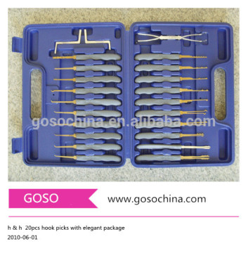 1-12 GOSO LOCKSMITH CIVIL USE TOOLS--20pcs hook picks with elegant package H&H LOCK PICK
