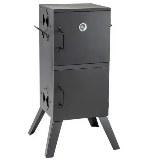 Factory direct double layer freestanding vertical charcoal bbq smoker meat fish smoking box