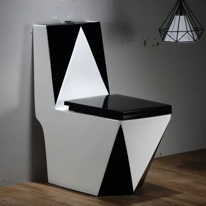Black One-Piece Ceramic Bathroom Toilet with White P-trap/S-trap