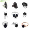 Diverse svarta onyx stenringar uggla form ring för kvinnor onyx hjärtringar för tjej kvinnor bröllop justerbar ring