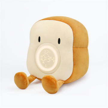Creative Cartoon Toast Plush Alarm Clock with Night Light