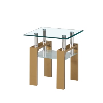 Mesa auxiliar de cristal cuadrada para sala de estar moderna