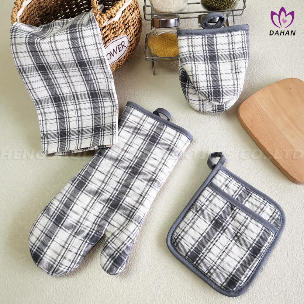 Impresión de paño de té+guantes+Potholder 4 paquetes