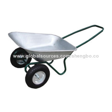 Russia market wheelbarrow with galvanized tray, good quality, double wheel