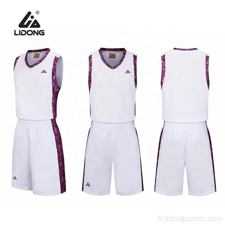 Blank Basketball Jerseys Uniforme Design Color blanc