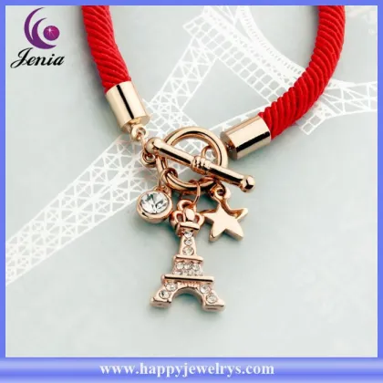 New exclusive Eiffel Tower charm bracelet red rope chain wholesale brand bracelet ( YWH5067)