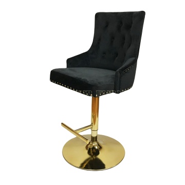 Black Velvet Luxury Gold Swivel Bar Stool