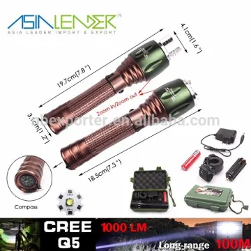 Q5/5W-1200 Lumen Most Powerful Rechargeable LED Flashlight with 18650 Battery