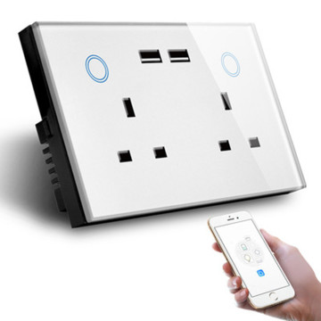 British 147  socket   custom socket tempered glass panel WIFI socket USB