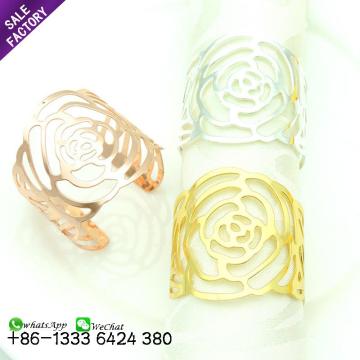 Gold, Silver, and Rose Gold Metal Flower Napkin Rings - Luxury Wedding Supplies One Stop Shopping