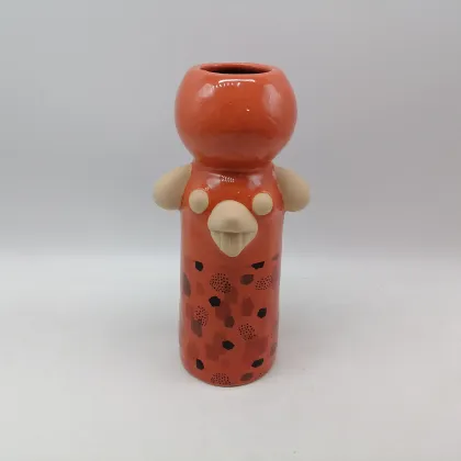 Orange Face Tall Ceramic Bud Vase (Ultra Tall)