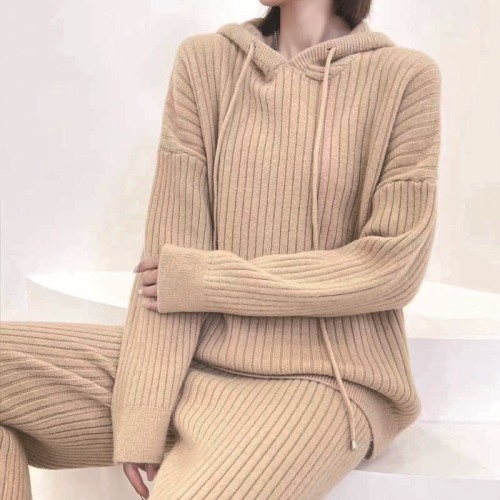 Sweater Wide Leg Pants Loungewear Sets Women`s Sweater Two Piece Outfits Sets Factory