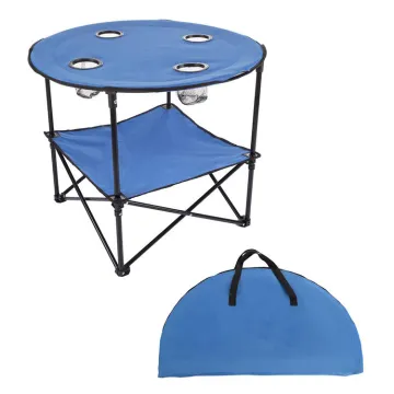 Portable Folding Camping Table with Mesh Cup Holders