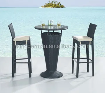 Outdoor Aluminum Rattan Weave Bar Stool and Table