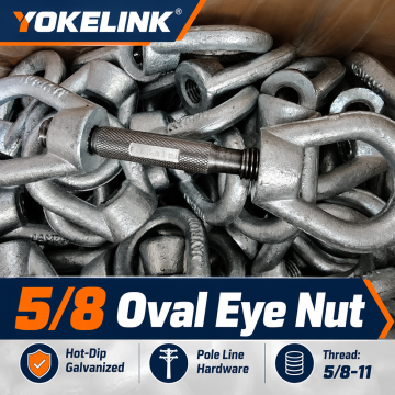 5/8"-os ovális szemű anya, kovácsolt acél, HDG Pole Line hardver ANSI C135.5