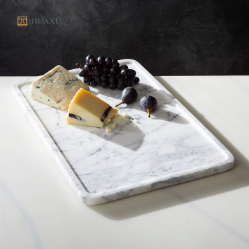 Huaxu Luxury Natural Marble Knife Block, Modern Style Marble Rectangle Dining Serving Tray
