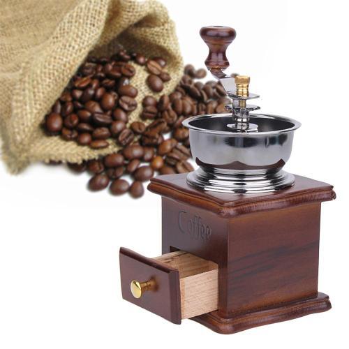 Classical Wooden Manual Coffee Grinder Stainless Steel Coffee Spice Mini Burr Mill With Ceramic Millston