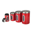 Stainless Steel Window Canister Set with Lids