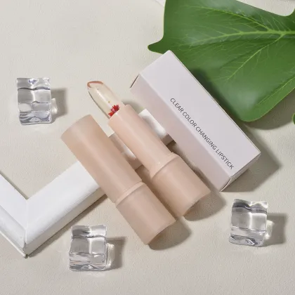 Custom Clear Pink Jelly Lipstick Moisturizer - Warm Color Changing Flower Lip Balm