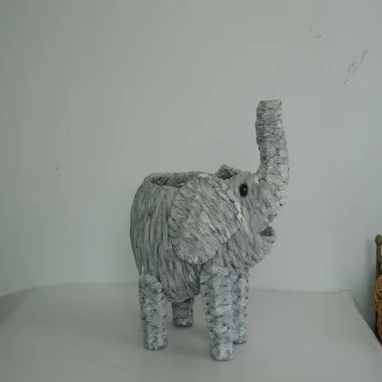 wash white water hyacinth elephant decoration pot