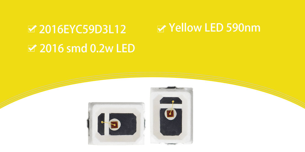 2016EYC59D3L12 590nm Amber LED 2016 SMD Yellow LED SMT