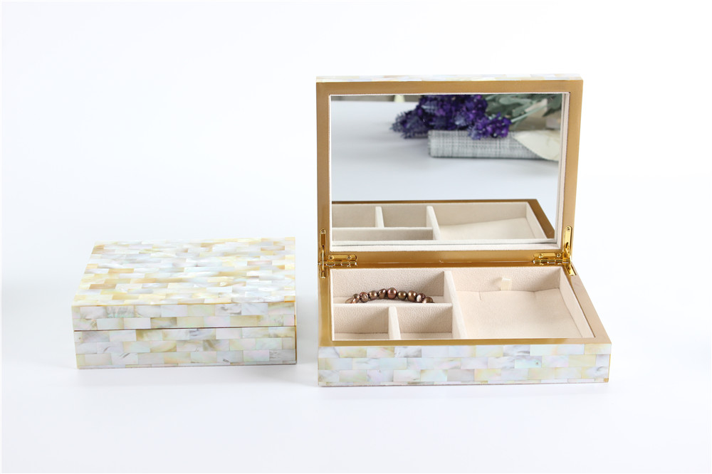 Золотой губы оболочка зеркало коробка ювелирных изделий для домашнего декора