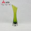 Vase en verre de boîtier vert pour décoration intérieure de fleurs