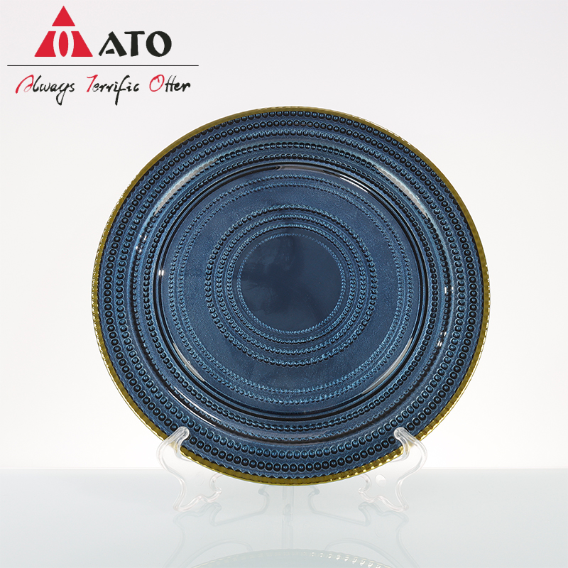 ATO Оптовая стеклянная голубая тарелка
