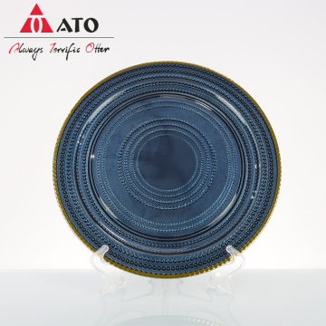 Ato en gros verre bleu assiette de plaque de dîner