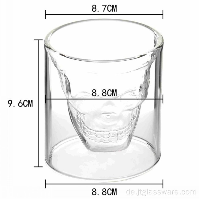 Totenkopf einwandige Glastasse