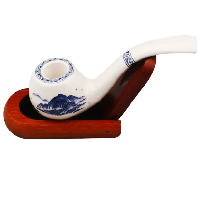 High quality 120mm landscape painting white ceramic smoking pipe