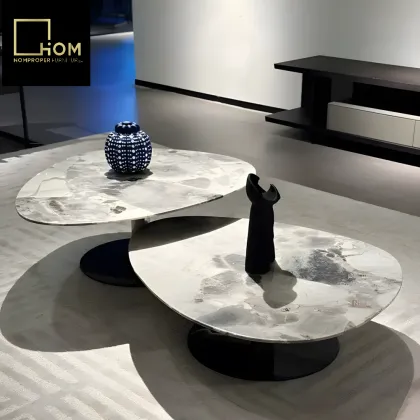 Imported Luxury Oreo Gray Irregular Marble Coffee Table