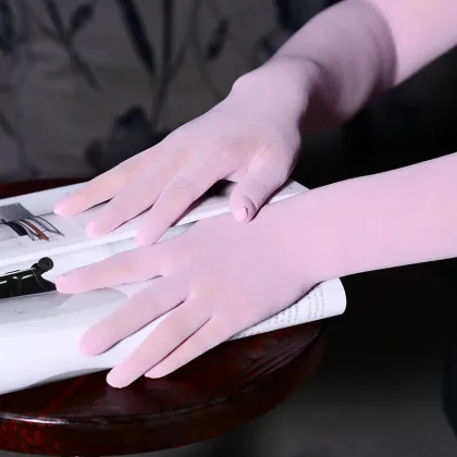 Women's Seamless Five Finger Gloves Sexy Sunscreen Sleeve Driving Gloves Guantes Smooth Pantyhose Erotic Fetish Long Gloves