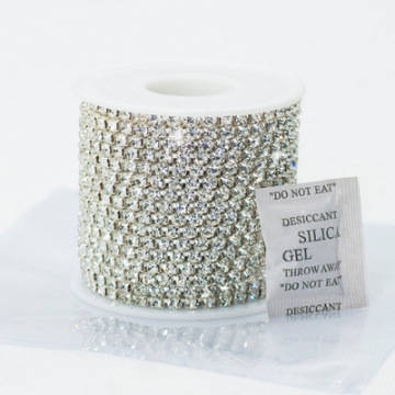 Silver Rhinestone Cup Chain Adorned with Clear Crystals and Silver Setting Trim by Roll AB Crystal