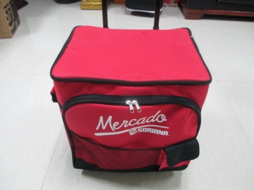 2014 Hot Popular Portable Red 600D Oxford Cloth Travel Leather Bag With Draw Bar