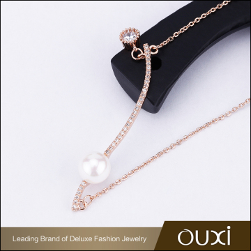 2017 New Style Europe Popular Long Gold Chain AAA Diamond CZ Pearl Fashion Necklace