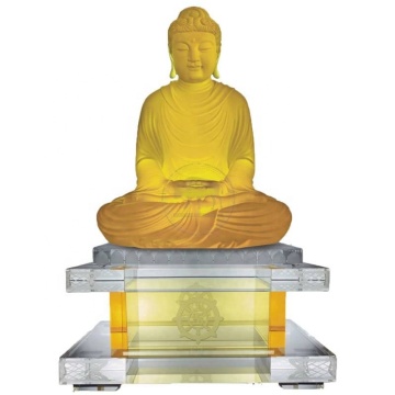 Handmade Chinese Crystal Garden Liuli Medicine Buddha Statue - Elegant Gift Box