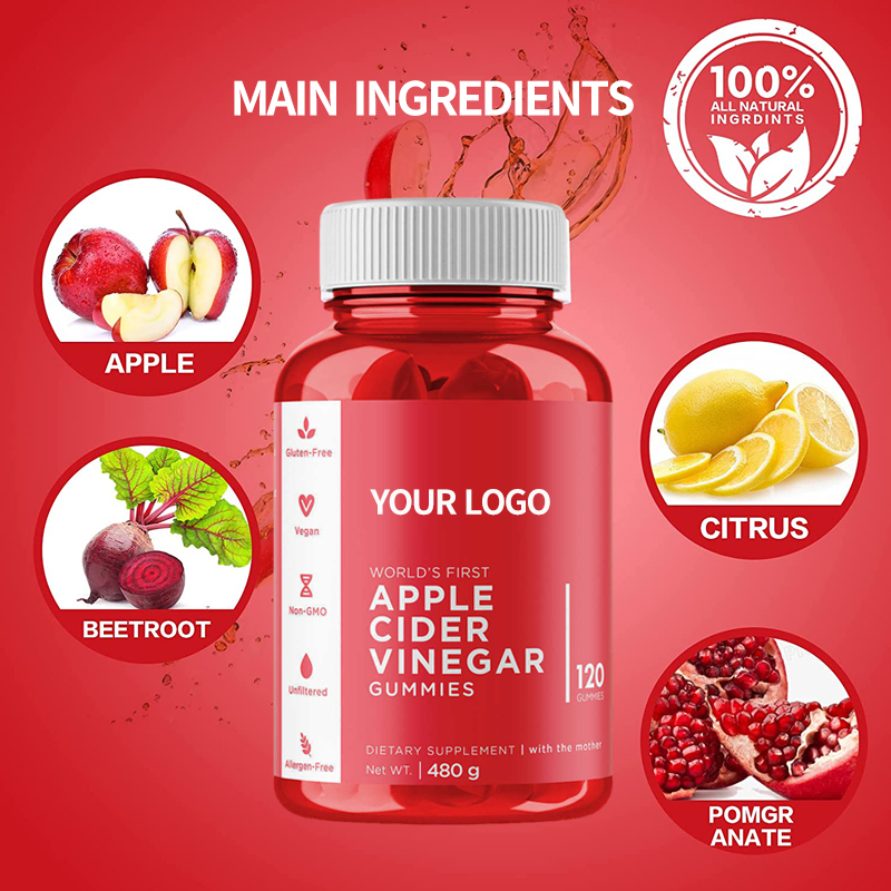 OEM/ODM Vegan Apple Flavor Slimming Beet Root Extract Weight Loss Apple Cider Vinegar Gummies