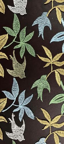 Leaves And Birds Mesh Embroider Fabric