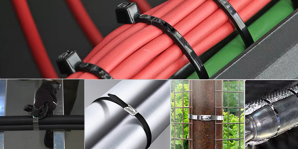 application Stainless Steel Cable Tie with Self-Locking Ball Buckle